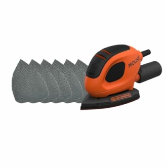 Black+Decker Mouse sander with sanding sheets.
