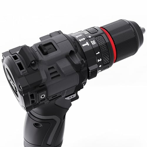 Close-up of a cordless power drill on a white background