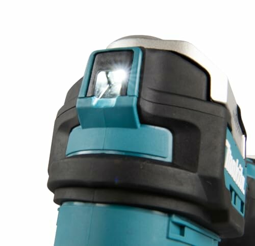 Close-up of a cordless power tool with LED light.