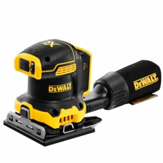 DeWalt cordless orbital sander with dust bag.