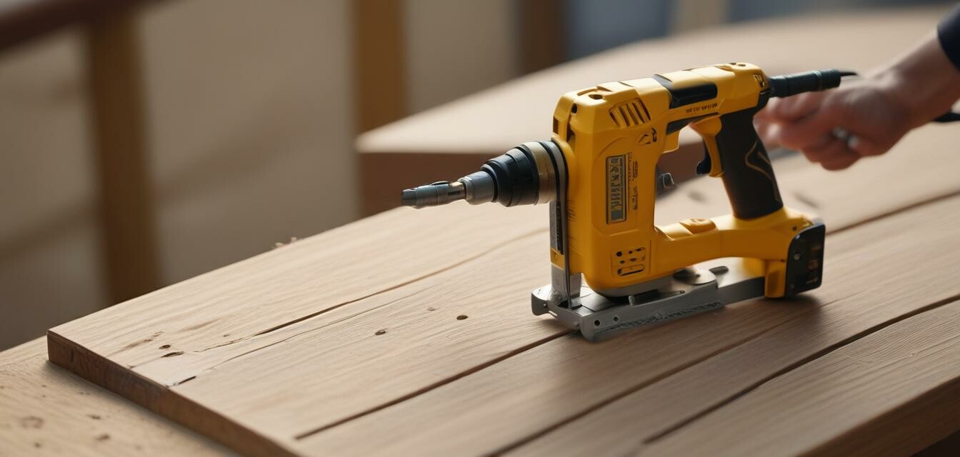 Portable nail gun in action