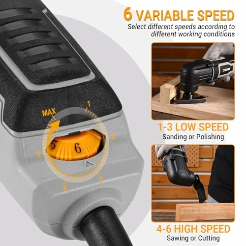 Variable speed tool settings and usage guide.